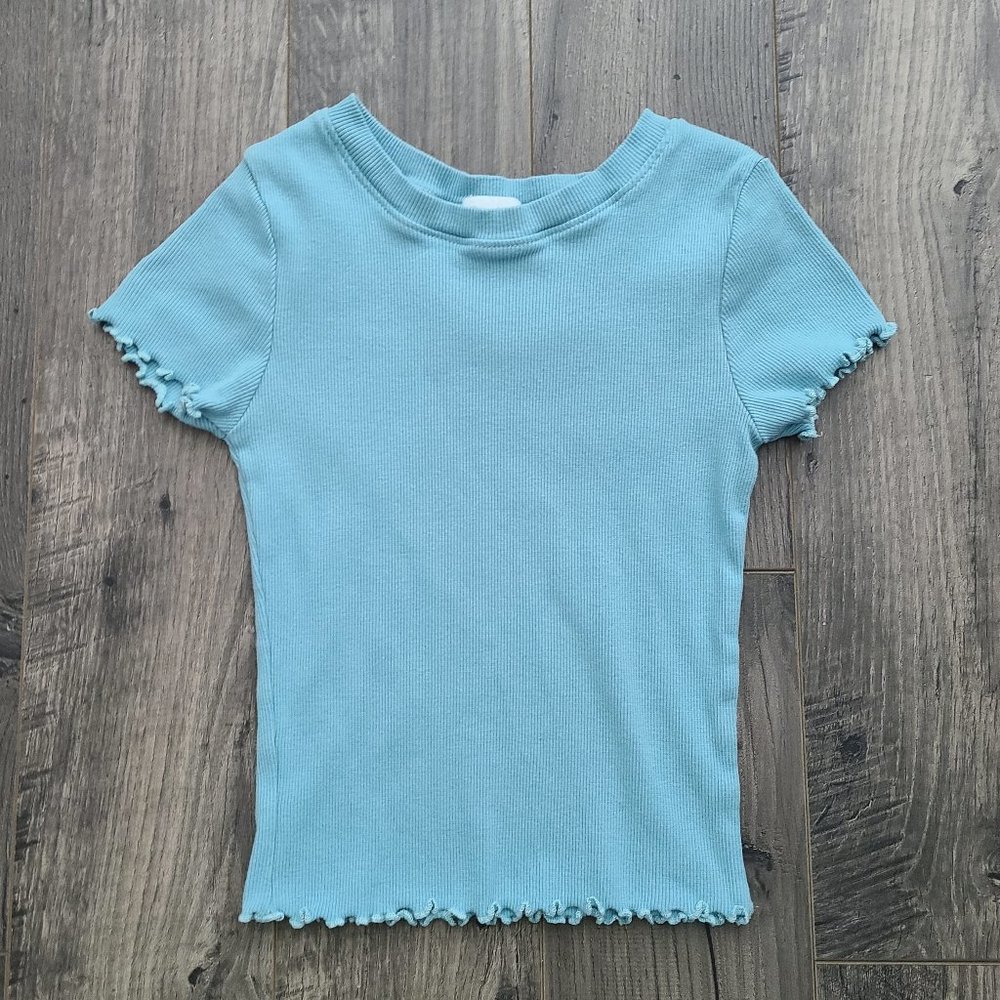 Aqua Ribbed Baby Tee - XS
